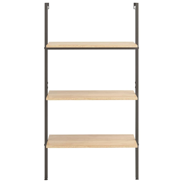 stigereol med 3 hylder 64x35x120,5 cm lysebrun og sort