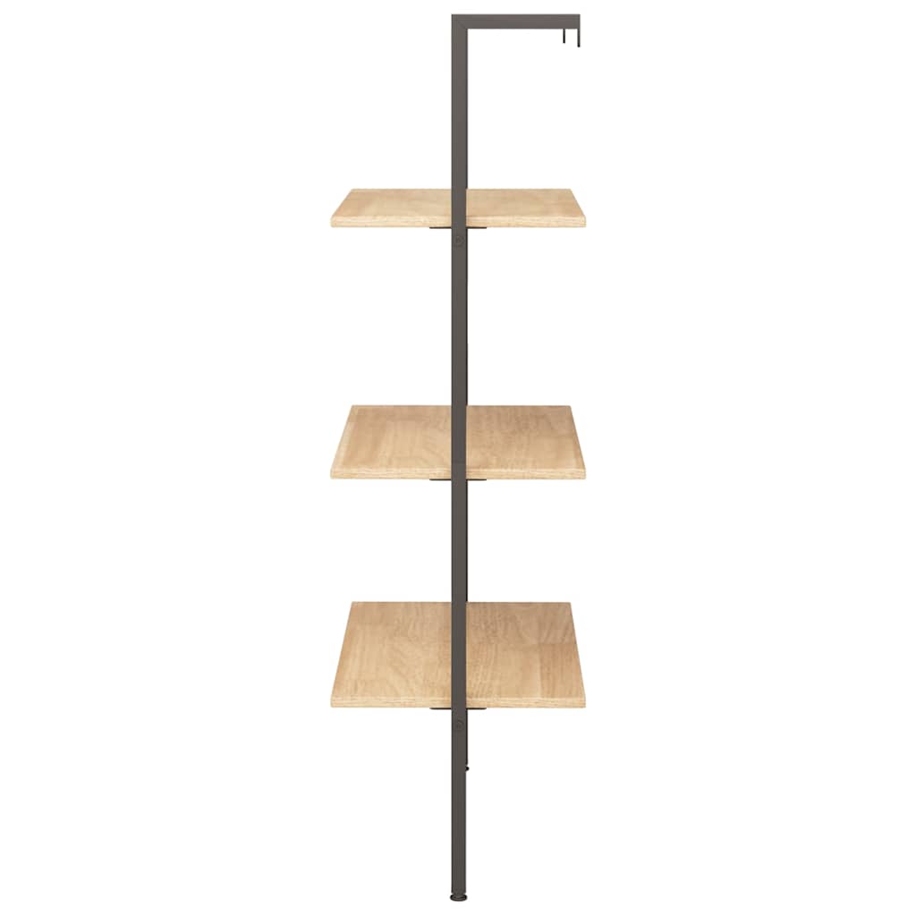 stigereol med 3 hylder 64x35x120,5 cm lysebrun og sort