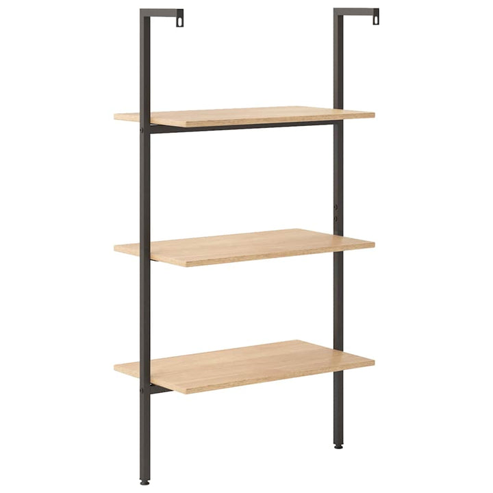 stigereol med 3 hylder 64x35x120,5 cm lysebrun og sort
