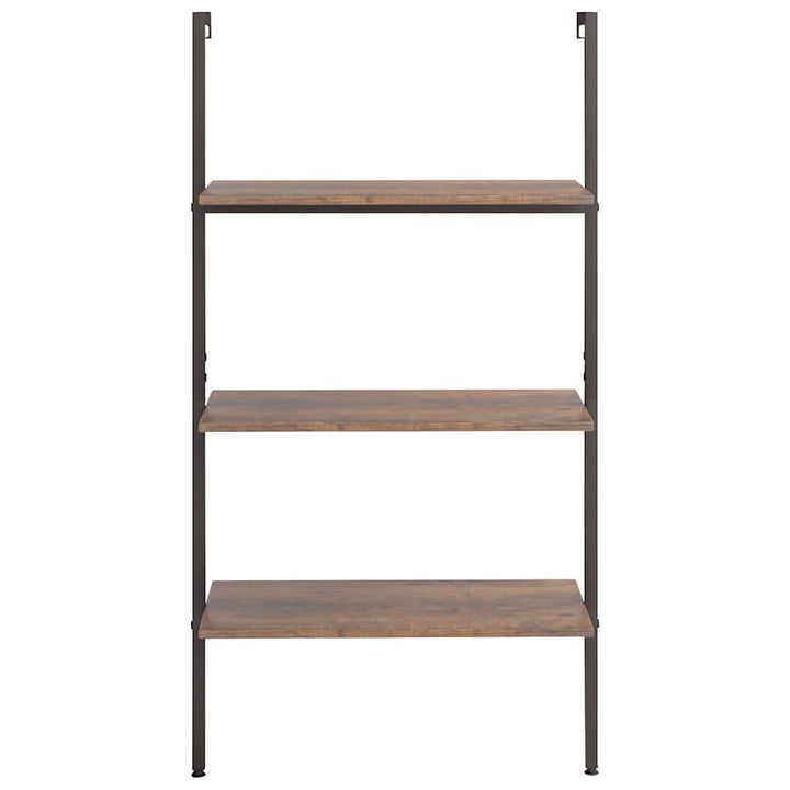 stigereol med 3 hylder 64x35x120,5 cm mørkebrun og sort
