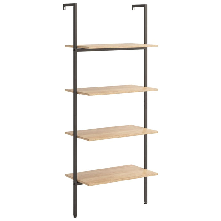 stigereol med 4 hylder 64x35x152,5 cm lysebrun og sort