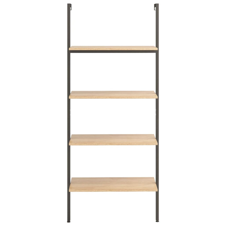 stigereol med 4 hylder 64x35x152,5 cm lysebrun og sort