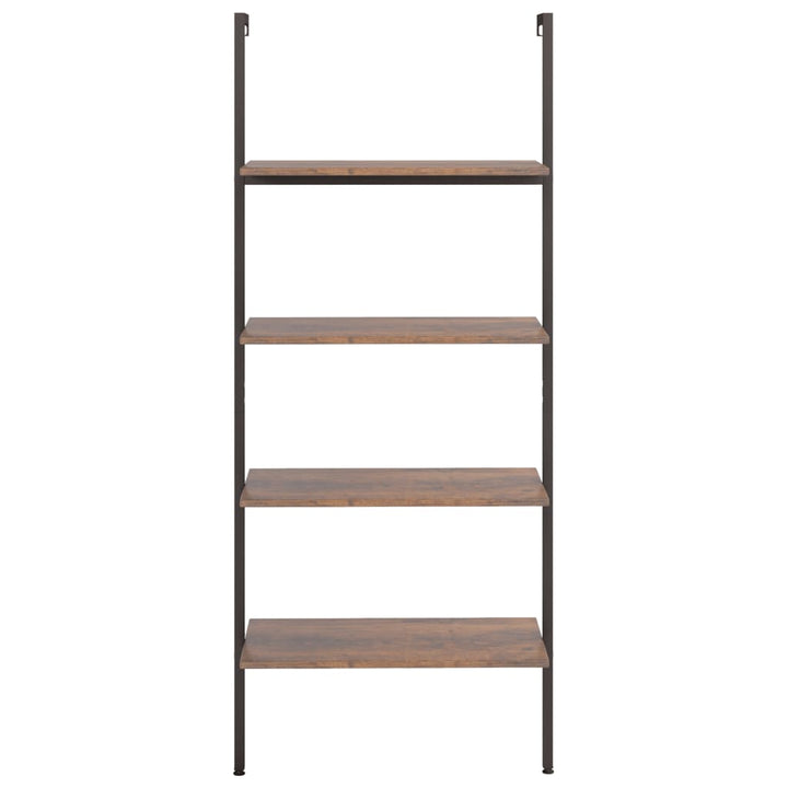 stigereol med 4 hylder 64x35x152,5 cm mørkebrun og sort