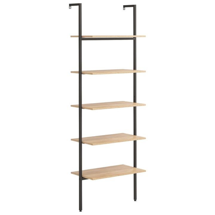 stigereol med 5 hylder 64x35x185 cm lysebrun og sort