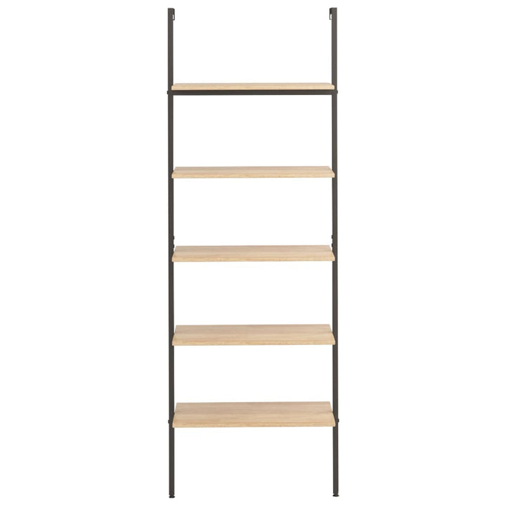 stigereol med 5 hylder 64x35x185 cm lysebrun og sort