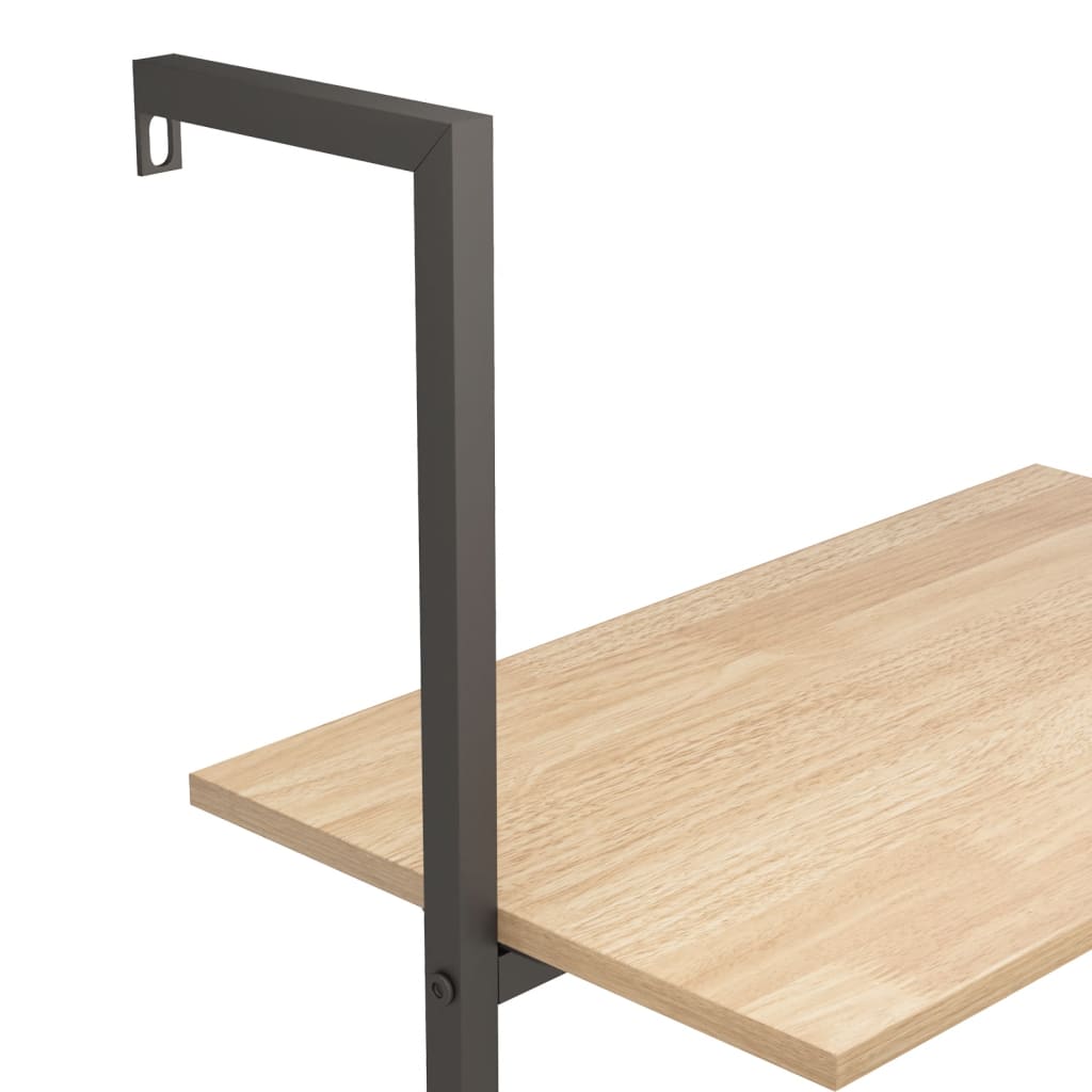 stigereol med 5 hylder 64x35x185 cm lysebrun og sort