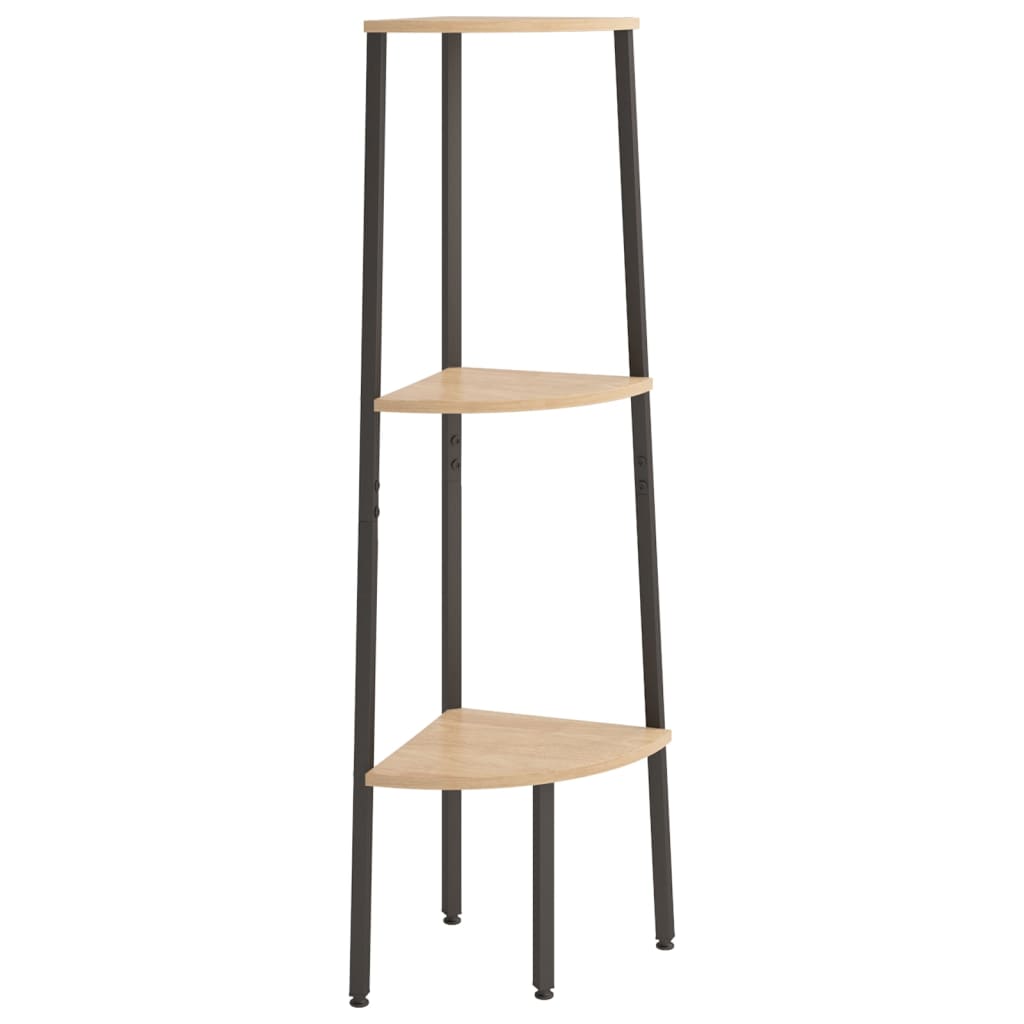stigereol med 3 hylder 45,5x31,5x120 cm lysebrun og sort