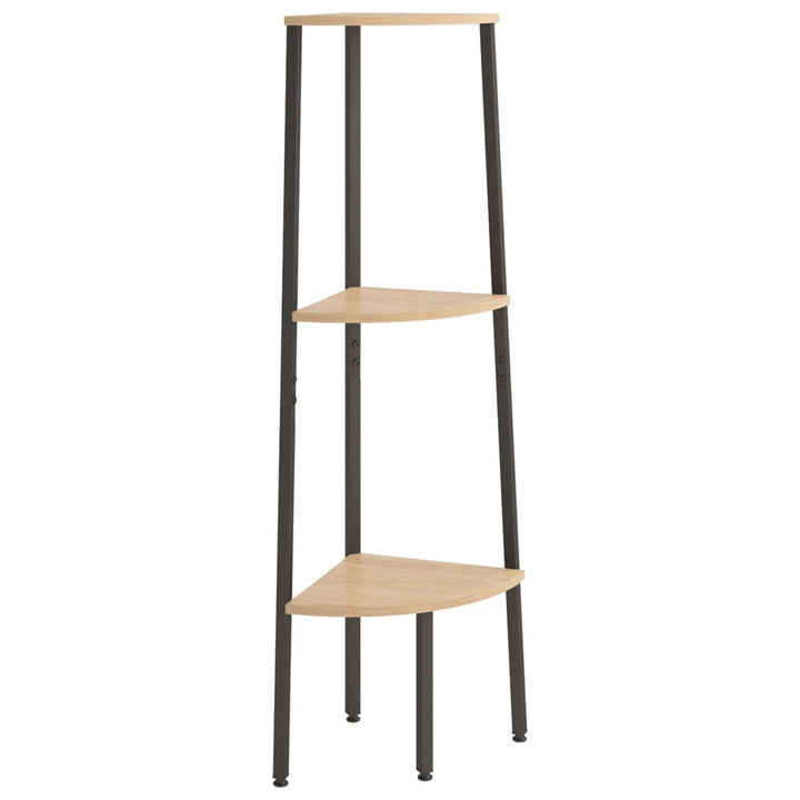 stigereol med 3 hylder 45,5x31,5x120 cm lysebrun og sort