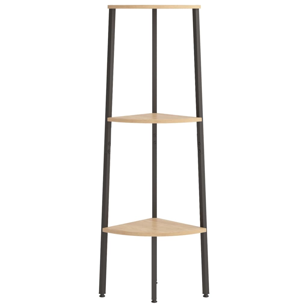 stigereol med 3 hylder 45,5x31,5x120 cm lysebrun og sort