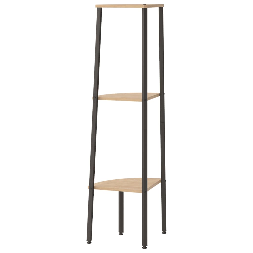 stigereol med 3 hylder 45,5x31,5x120 cm lysebrun og sort