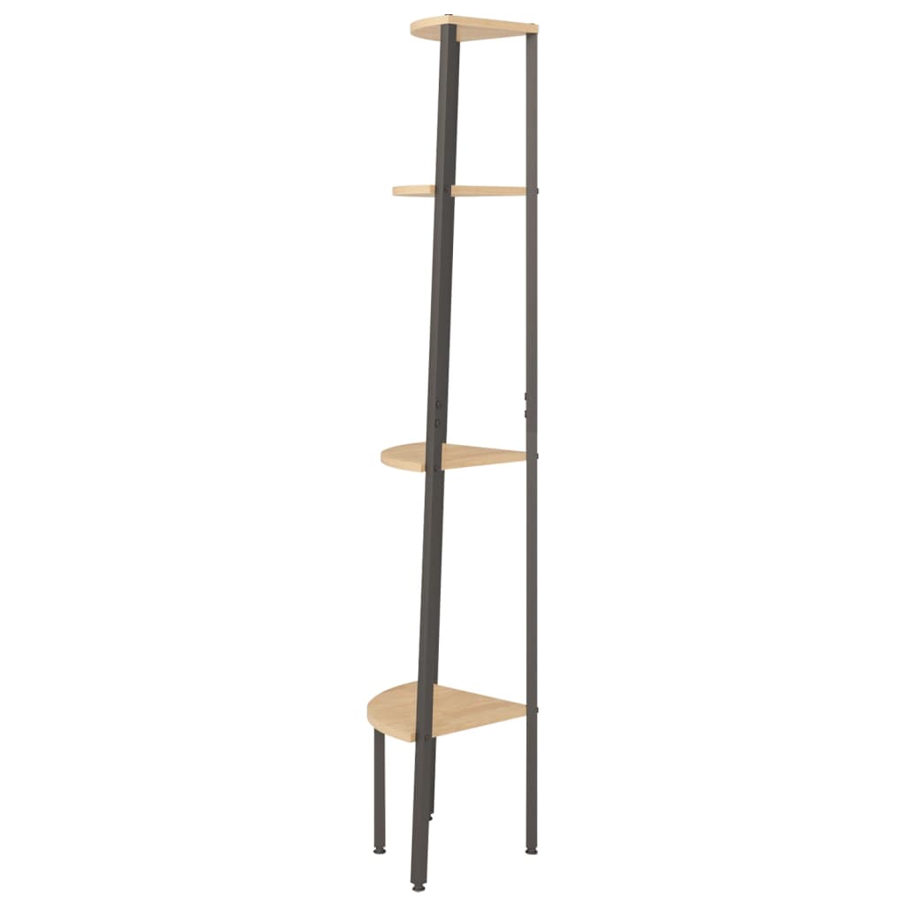4-lags hjørnehylde lysebrun og sort 45,5x31,5x150 cm