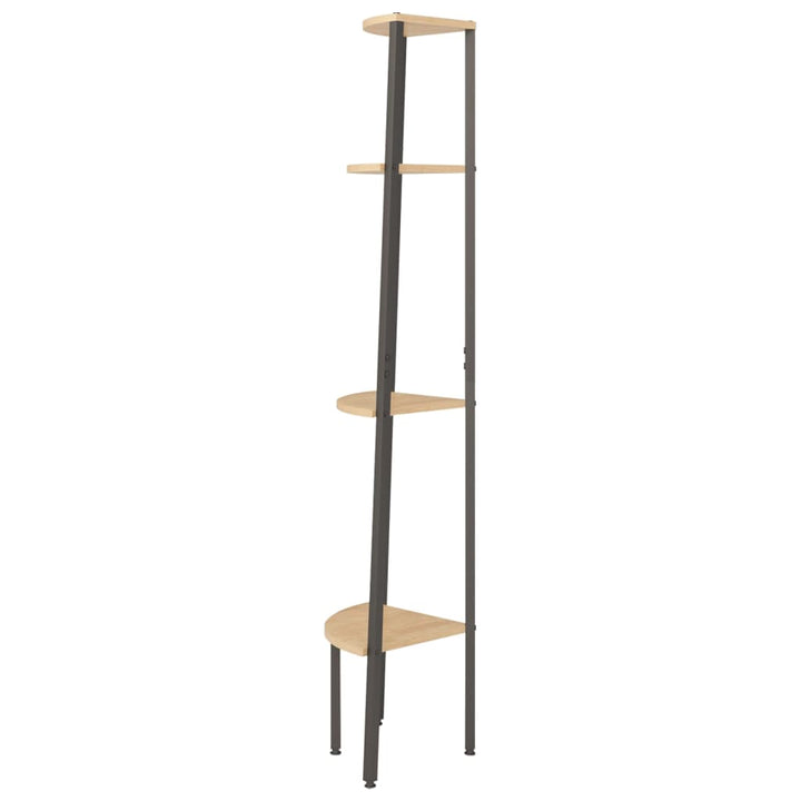 4-lags hjørnehylde lysebrun og sort 45,5x31,5x150 cm