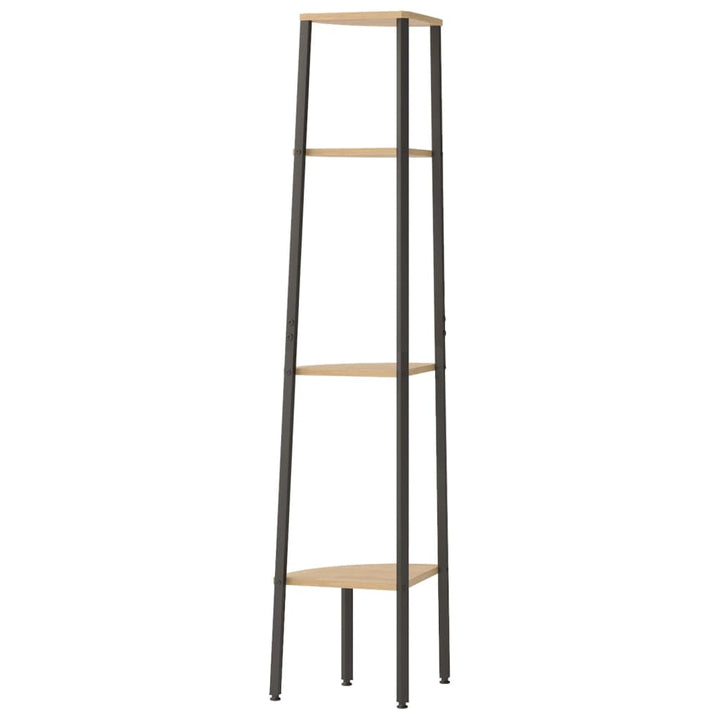 4-lags hjørnehylde lysebrun og sort 45,5x31,5x150 cm
