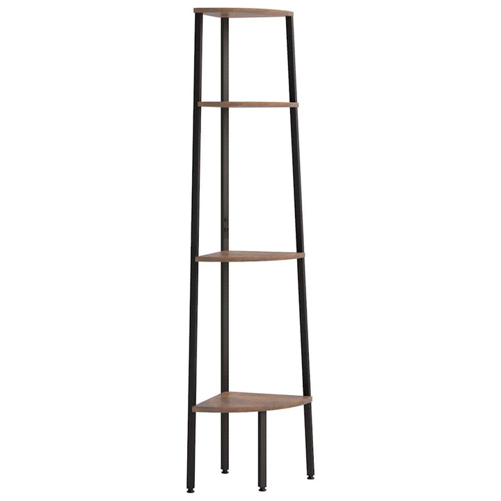 4-lags hjørnereol mørkebrun og sort 45,5x31,5x150 cm