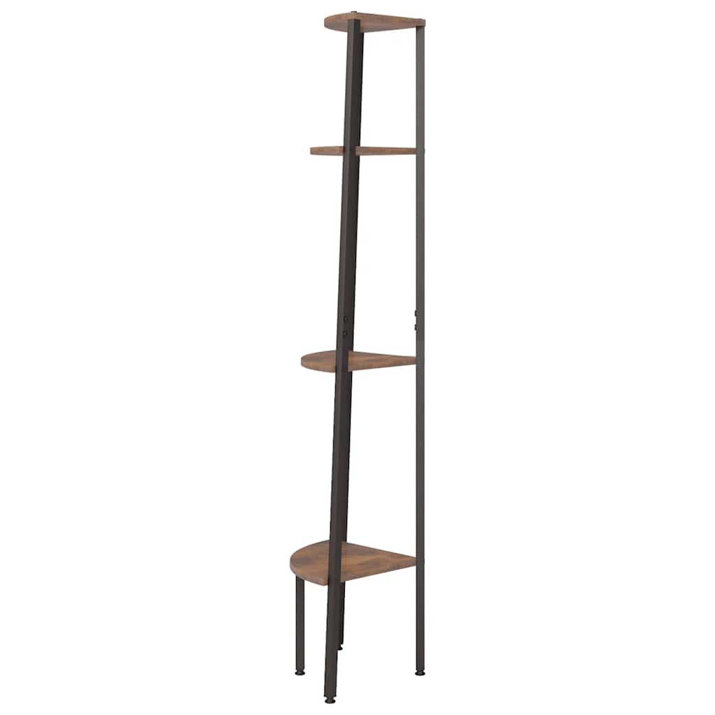 4-lags hjørnereol mørkebrun og sort 45,5x31,5x150 cm
