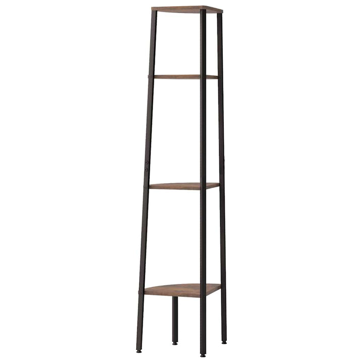 4-lags hjørnereol mørkebrun og sort 45,5x31,5x150 cm