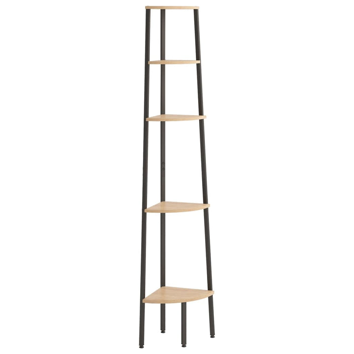 stigereol med 5 hylder 45,5x31,5x180 cm lysebrun og sort