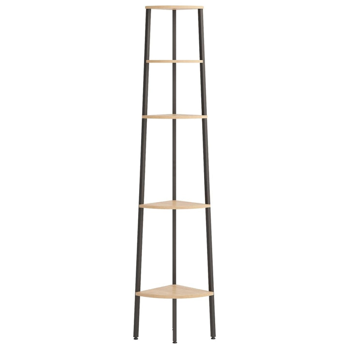 stigereol med 5 hylder 45,5x31,5x180 cm lysebrun og sort