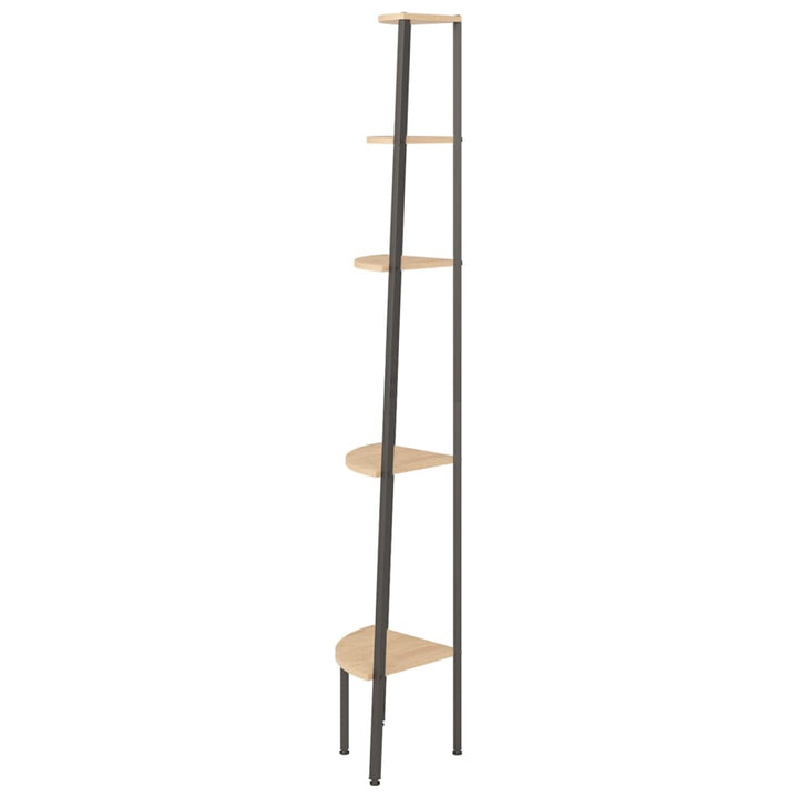 stigereol med 5 hylder 45,5x31,5x180 cm lysebrun og sort