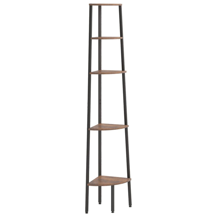 stigereol med 5 hylder 45,5x31,5x180 cm mørkebrun og sort