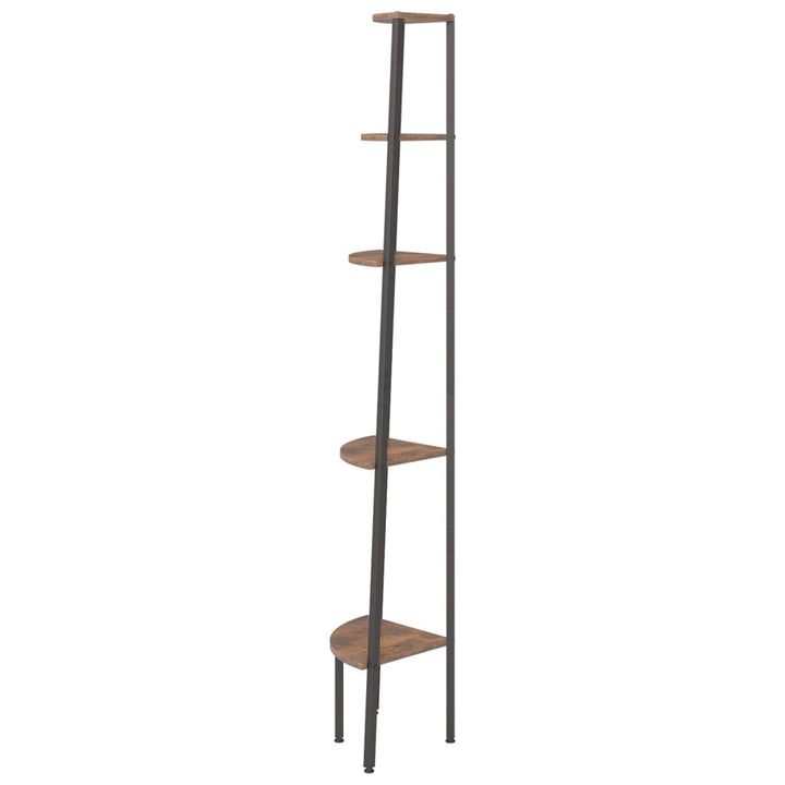 stigereol med 5 hylder 45,5x31,5x180 cm mørkebrun og sort
