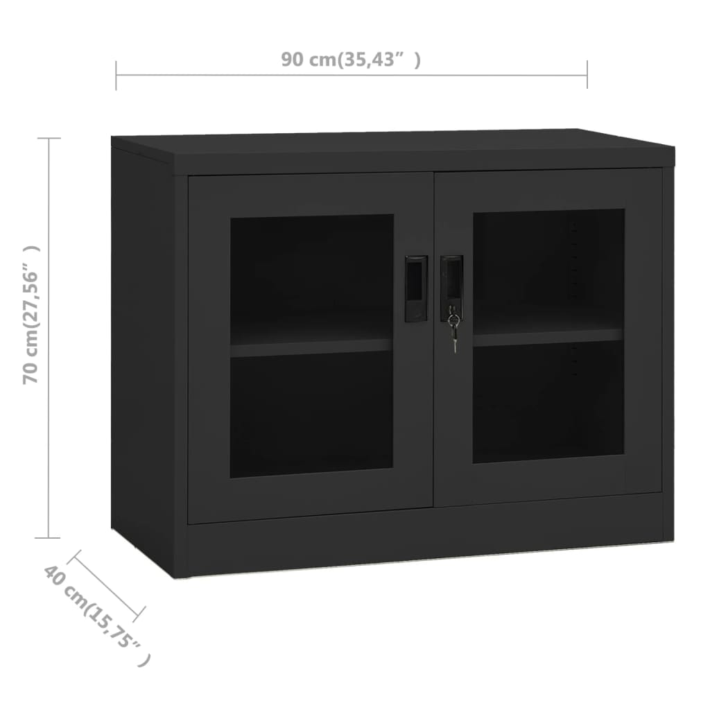 kontorskab 90x40x70 cm stål antracitgrå