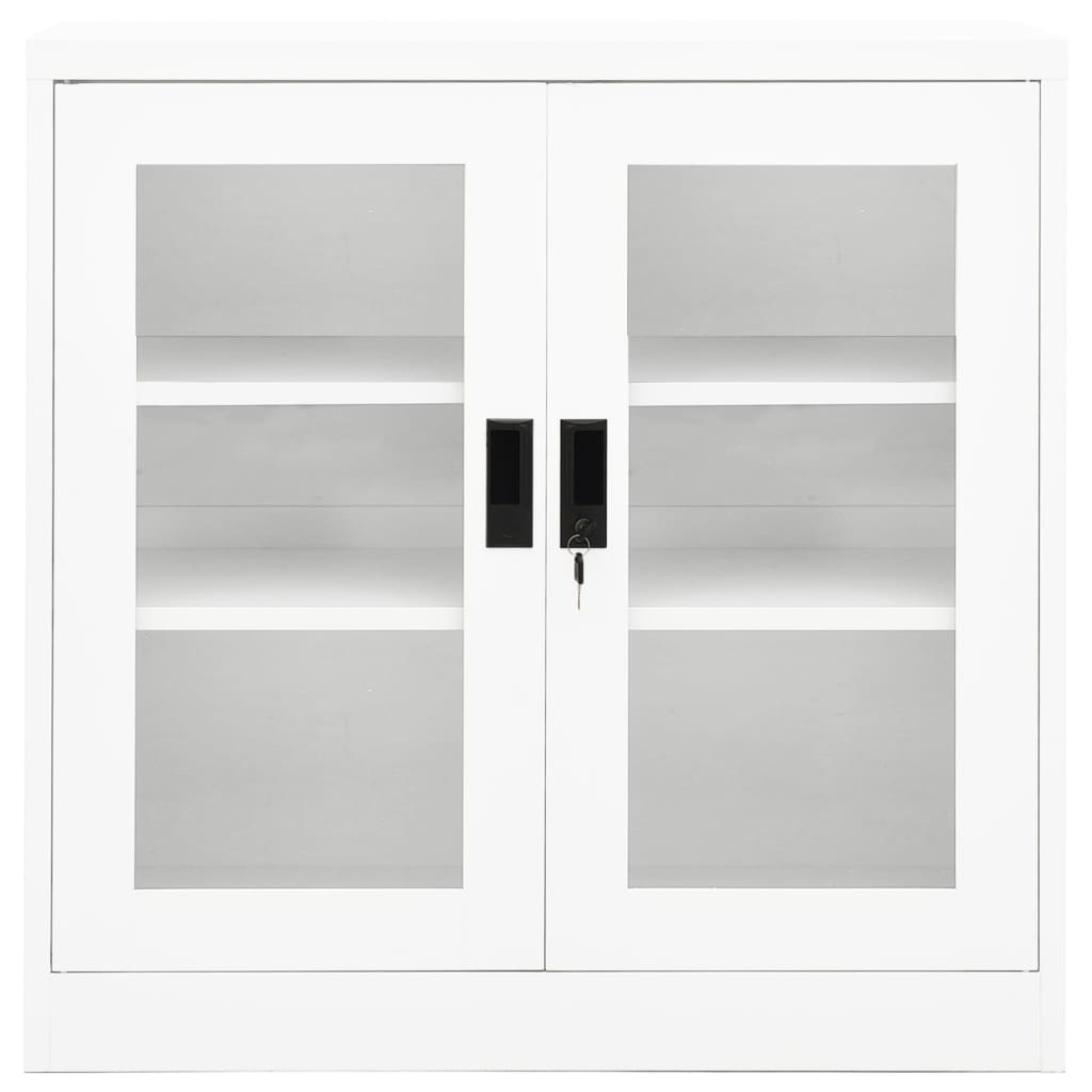 kontorskab 90x40x90 cm stål hvid