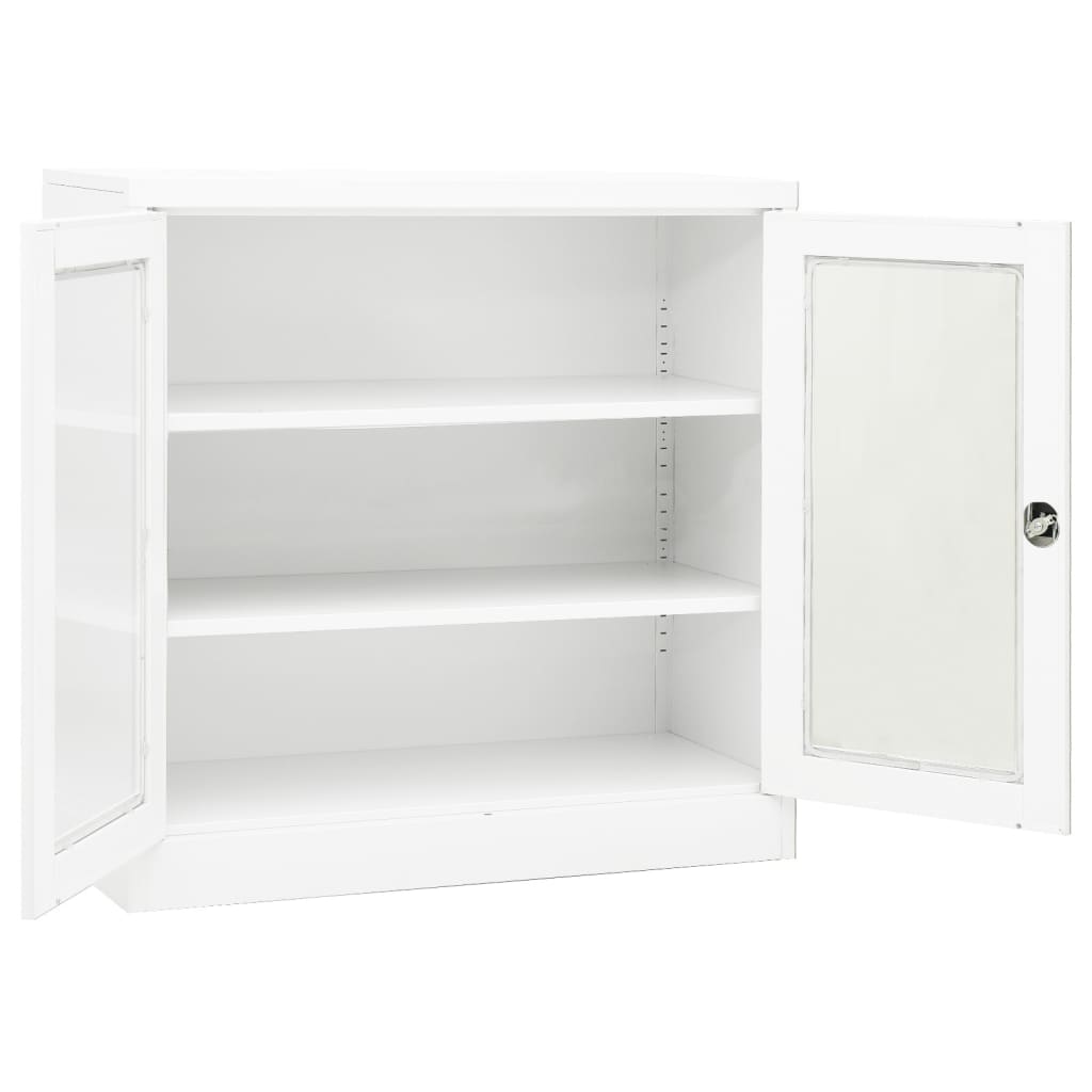 kontorskab 90x40x90 cm stål hvid