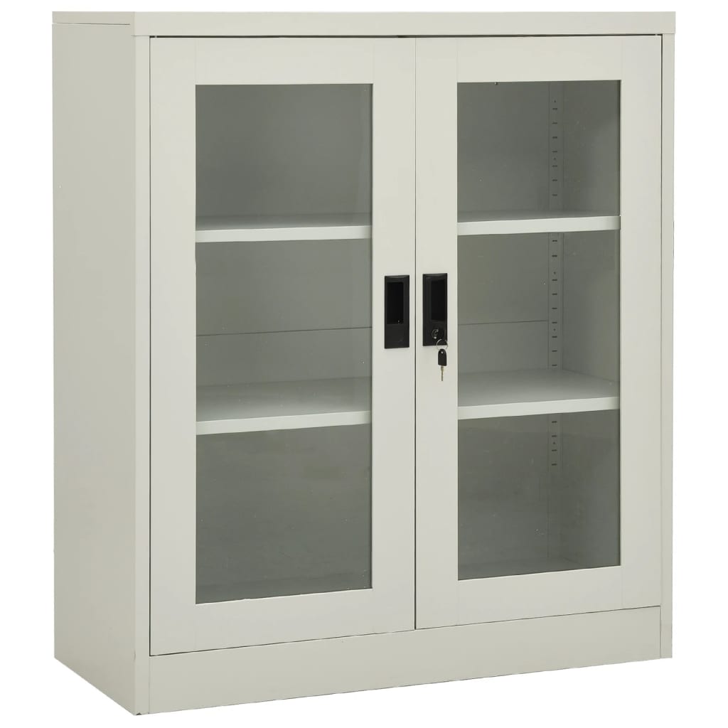 kontorskab 90x40x105 cm stål lysegrå