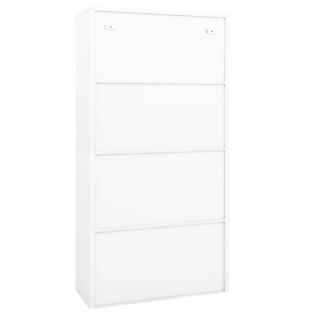 kontorskab 90x40x180 cm stål og hærdet glas hvid