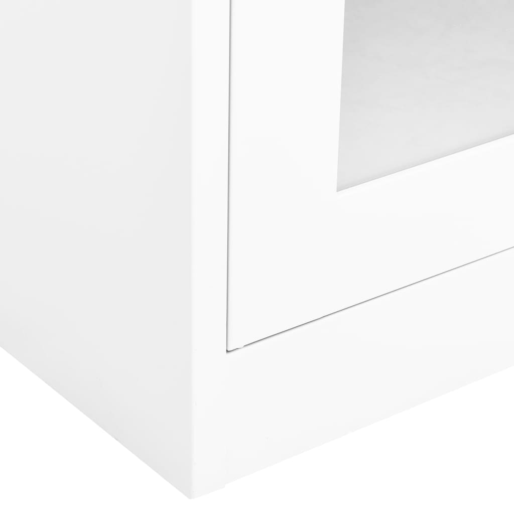kontorskab 90x40x180 cm stål og hærdet glas hvid