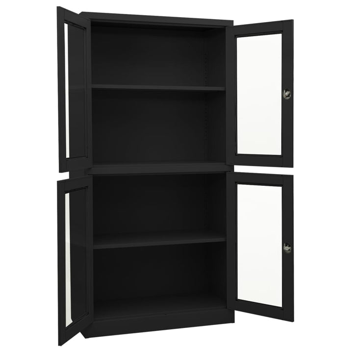 kontorskab 90x40x180 cm stål og hærdet glas antracitgrå