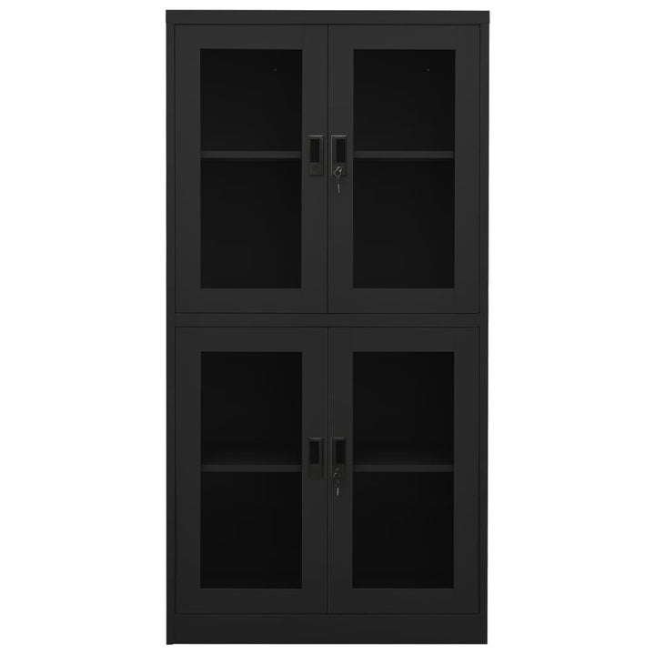 kontorskab 90x40x180 cm stål og hærdet glas antracitgrå