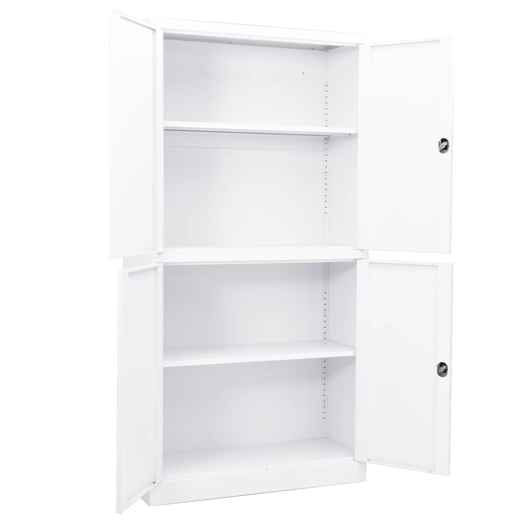 kontorskab 90x40x180 cm stål hvid