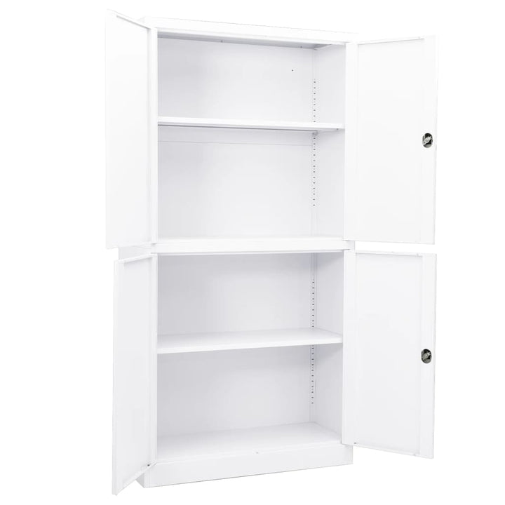 kontorskab 90x40x180 cm stål hvid
