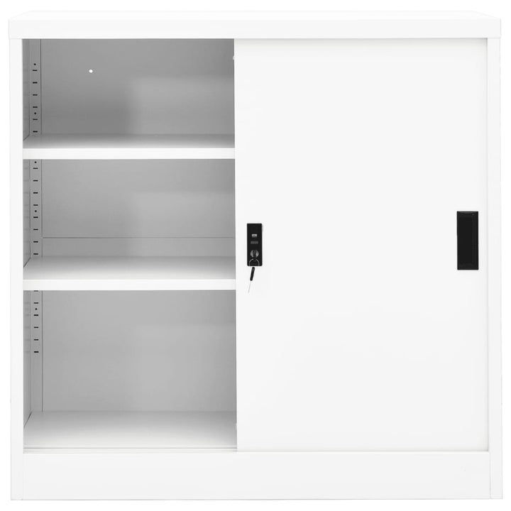 kontorskab med skydedøre 90x40x90 cm stål hvid