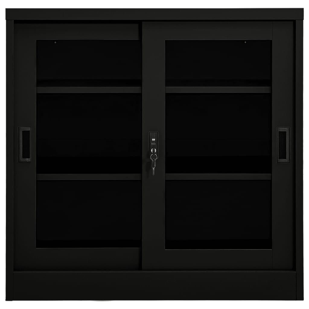 skab med skydelåger 90x40x90 cm stål sort