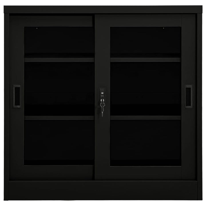 skab med skydelåger 90x40x90 cm stål sort