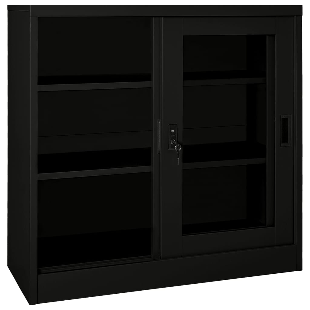 skab med skydelåger 90x40x90 cm stål sort