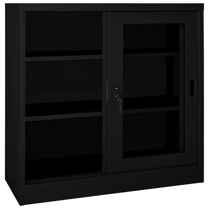 skab med skydelåger 90x40x90 cm stål sort