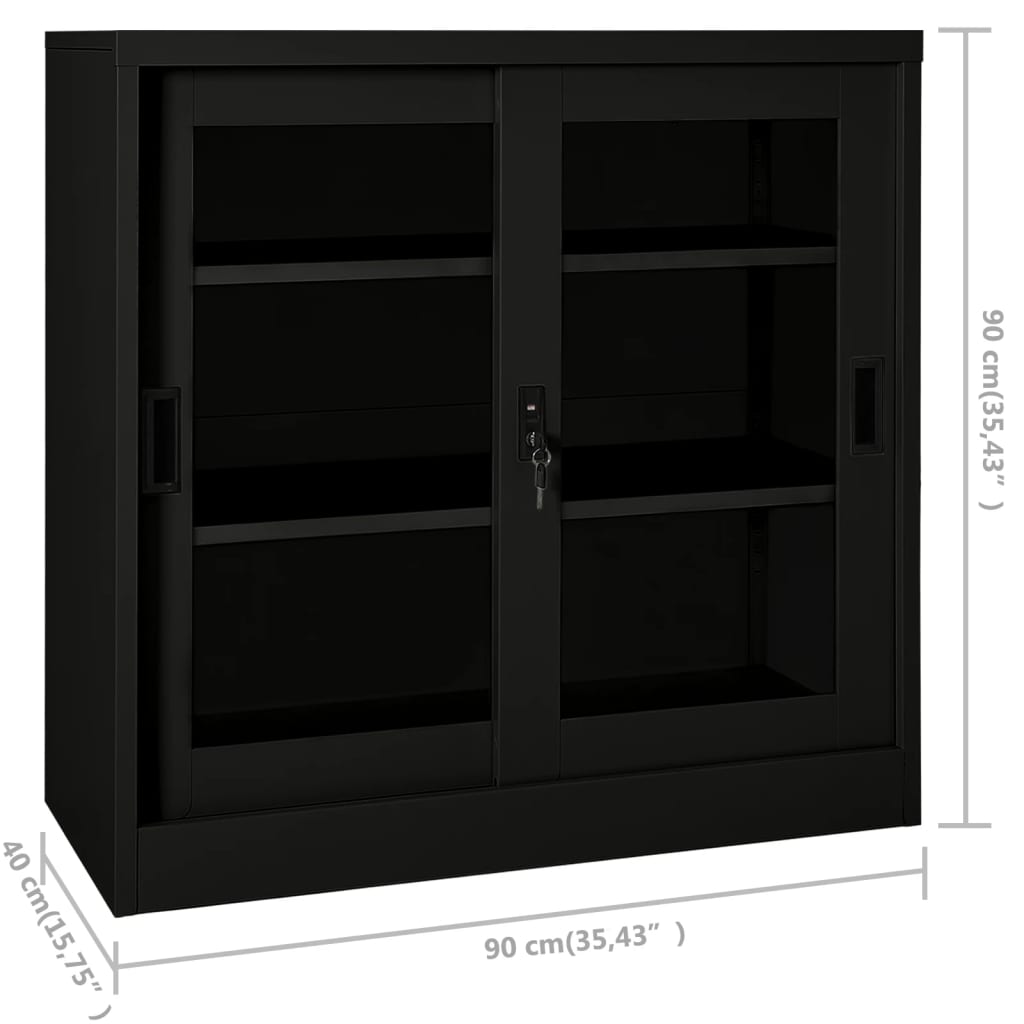 skab med skydelåger 90x40x90 cm stål sort