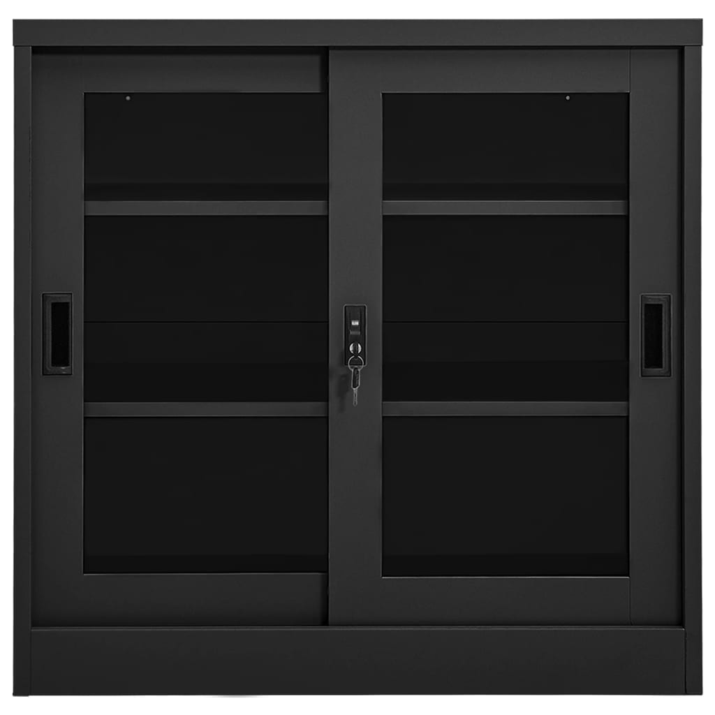 skab med skydelåger 90x40x90 cm stål antracitgrå