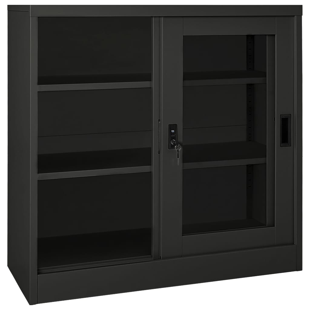 skab med skydelåger 90x40x90 cm stål antracitgrå
