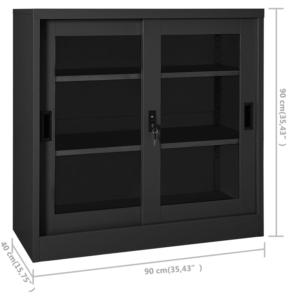 skab med skydelåger 90x40x90 cm stål antracitgrå