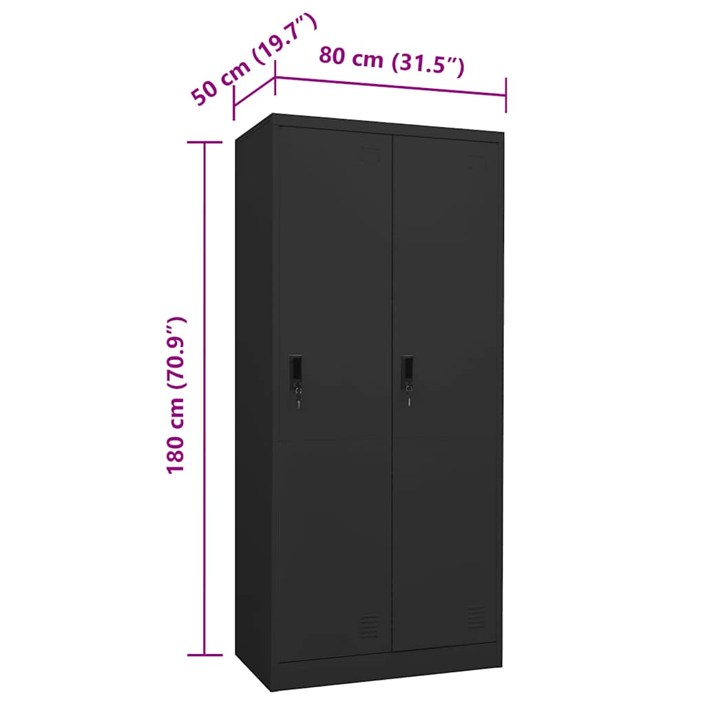 klædeskab 80x50x180 cm stål antracitgrå