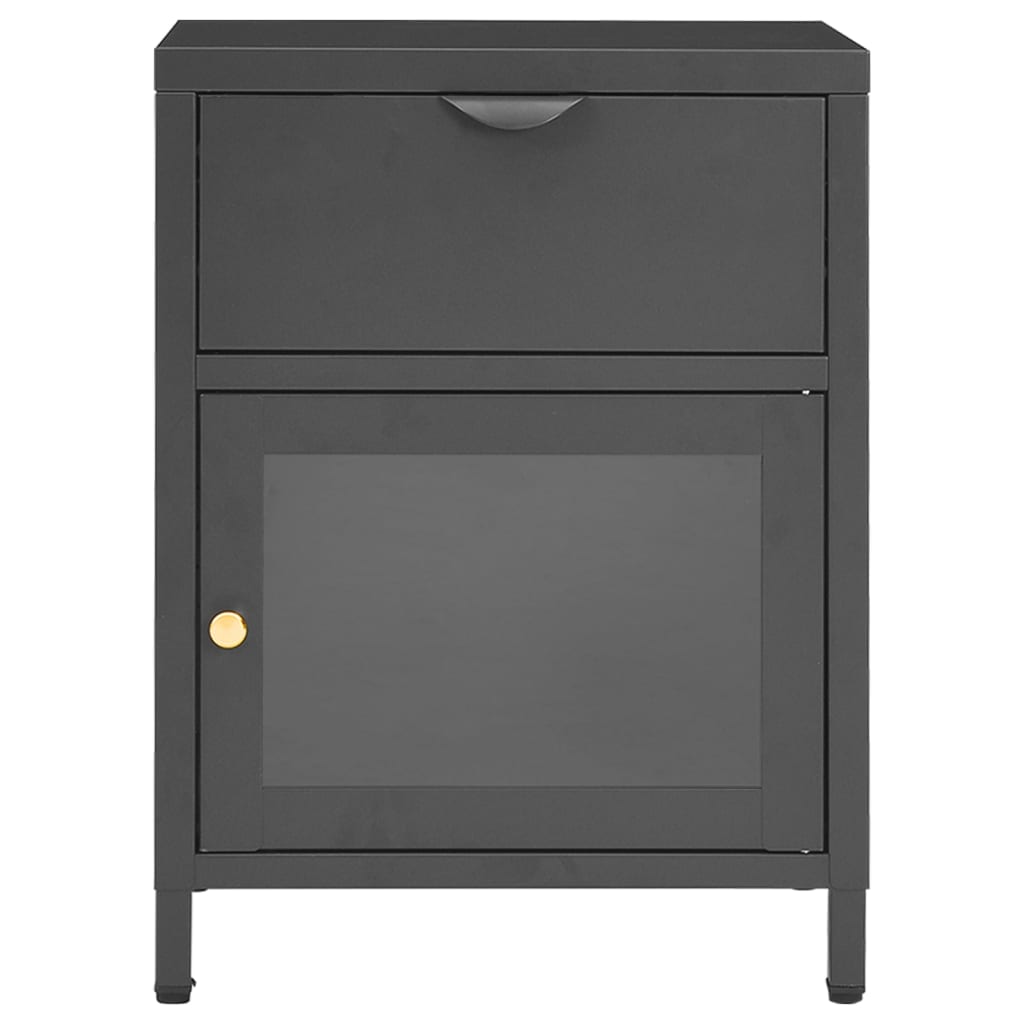 natbord 40x30x54,5 cm stål og glas antracitgrå