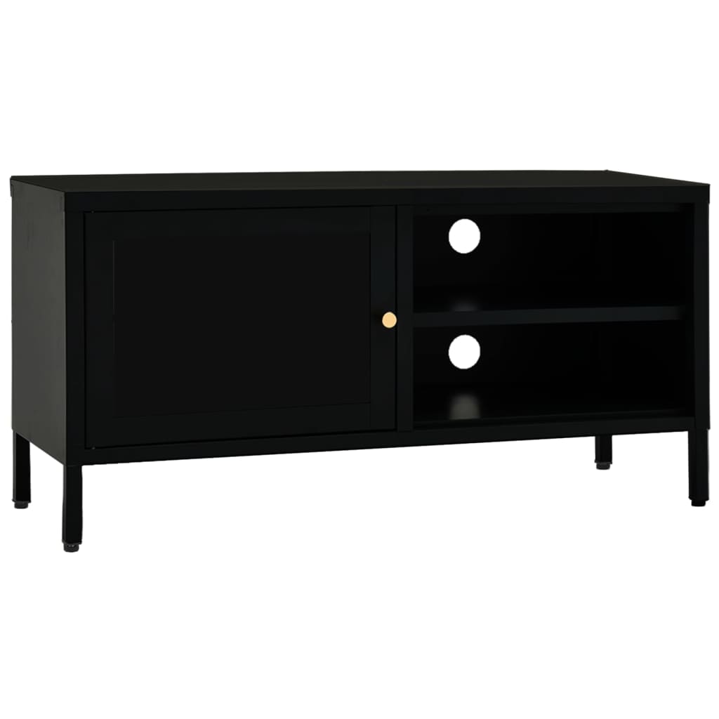 tv-skab 90x30x44 cm stål og glas sort