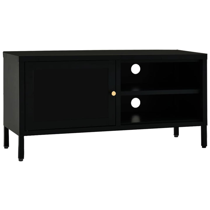 tv-skab 90x30x44 cm stål og glas sort