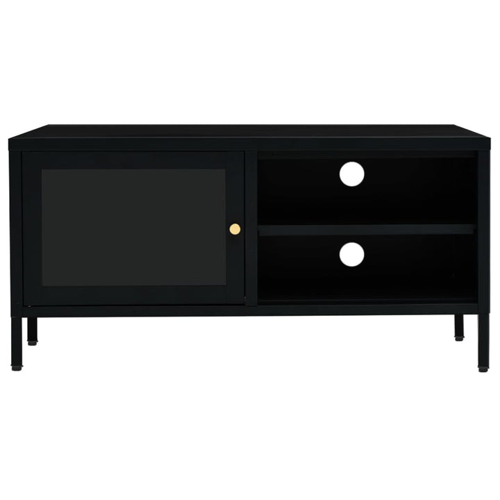 tv-skab 90x30x44 cm stål og glas sort