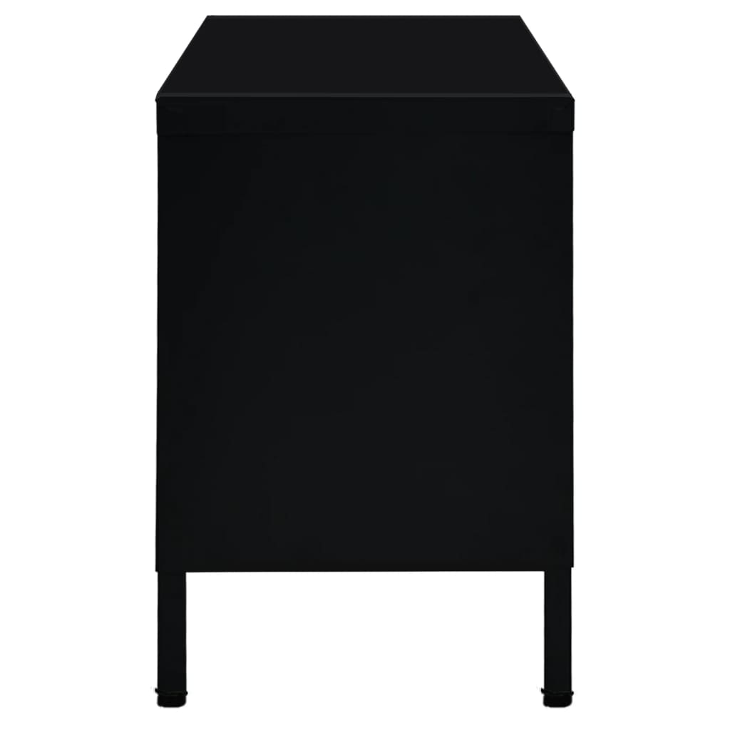 tv-skab 90x30x44 cm stål og glas sort